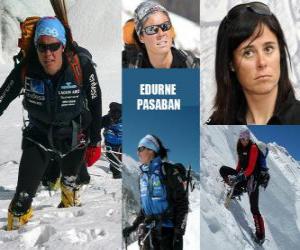 Edurne Pasaban is a Spanish mountaineer and the first woman in history to ascend to the 14 eight thousand (mountains over 8000 meters) from the planet. puzzle