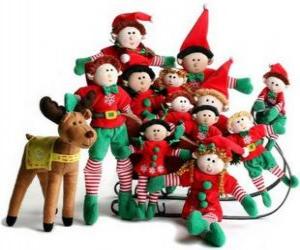 Elfs family with his reindeer puzzle