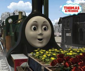 Emily, the emerald green locomotive is the newest member of the team of the steam locomotives puzzle