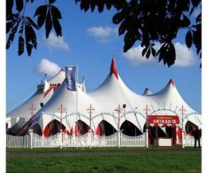 Exterior view of a circus tent or the big top ready for the function or performance puzzle