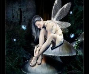 Fairy sitting on a mushroom puzzle