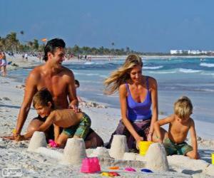 Family on the beach puzzle