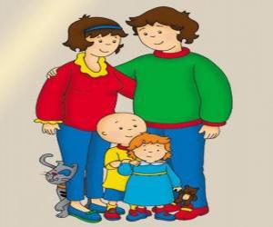 Family Portrait of Caillou, his little sister Rosie, his father Boris, his mother Doris and Gilbert the cat puzzle