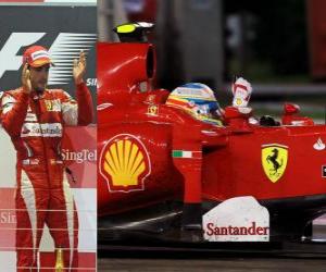 Fernando Alonso celebrates his victory in the Singapore Grand Prix (2010) puzzle