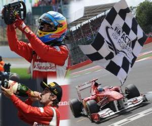 Fernando Alonso celebrates his victory in the Grand Prix of Great Britain (2011) puzzle