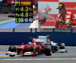 Fernando Alonso celebrates his victory in the Grand Prix of Europe (2012) puzzle