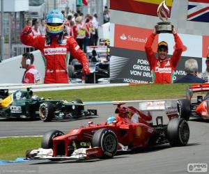 Fernando Alonso celebrates his victory in the Grand Prix of Germany 2012 puzzle
