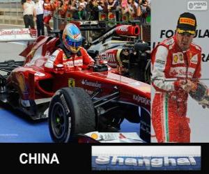 Fernando Alonso celebrates his victory in the 2013 Chinese Grand Prix puzzle