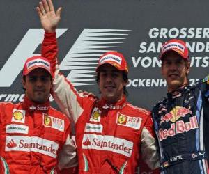 Fernando Alonso, Felipe Massa, Sebastian Vettel, Hockenheimring, German Grand Prix (2010) (1st, 2nd and 3rd Classified) puzzle