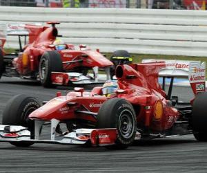 Fernando Alonso, Felipe Massa - Ferrari - Hockenheimring, 2010 puzzle