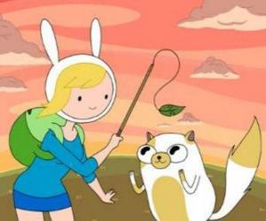 Fionna and Cake, two of the characters from Adventure Time puzzle