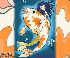 Fish and Mermaid, a drawing of Juliet puzzle