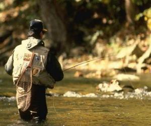 Fisherman in river action puzzle