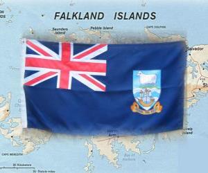 Flag of Falkland Island, British Overseas Territory in the South Atlantic Ocean puzzle