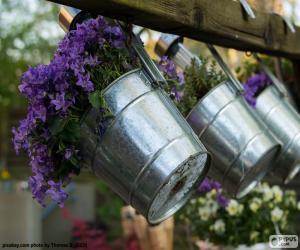 Flowers in pots metal puzzle