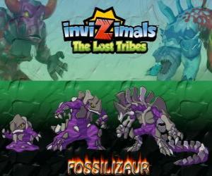 Fossilizaur, latest evolution. Invizimals The Lost Tribes. Invizimal that lives in caves and to survive can change skin color at will puzzle