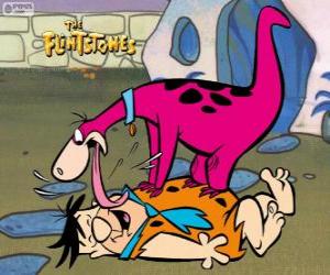 Fred Flintstone receives the warm welcome from Dino puzzle