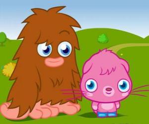 Furi and Poppet, two funny monsters from Moshi Monsters puzzle