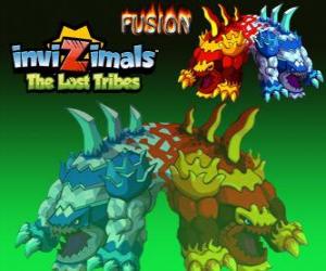 Fusion. Invizimals The Lost Tribes. Very rare creature born from the union of two opposite, heat and cold puzzle