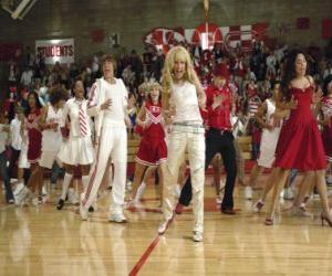 Gabriella Montez (Vanessa Hudgens) Troy Bolton (Zac Efron), Ryan Evans (Lucas Grabeel), Sharpay Evans (Ashley Tisdale) dancing and singing puzzle