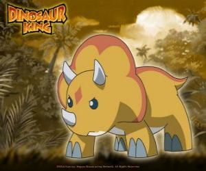 Gabu, Chomp, the Team-D strongest dinosaur, the triceratops from Dinosaur King puzzle