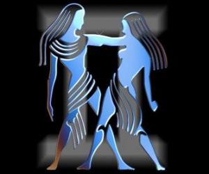 Gemini. The twins. Third sign of the zodiac. Latin name Gemini puzzle