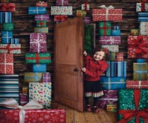 Girls entering a room full of gifts puzzle