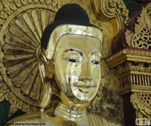 Golden Buddha head puzzle
