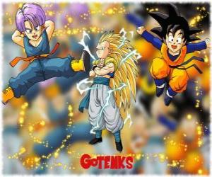 Gotenks, one of the most powerful characters created by the fusion between Son Goten and Trunks puzzle