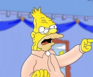 Grandfather  Abraham Simpson father to Homer Simpson puzzle