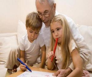 Grandfather with grandchildren puzzle