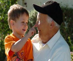 Grandfather with grandson puzzle