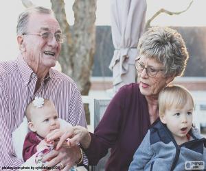 Grandparents with their grandchildren puzzle