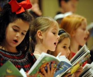 Group of children singing carols puzzle