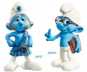 Gutsy Smurf and Brainy Smurf, Characters in the movie The Smurfs puzzle