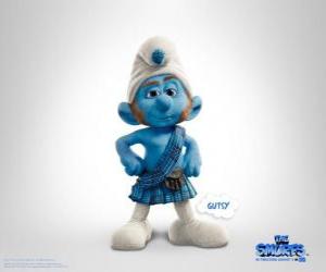 Gutsy Smurf is the one with more courage and act with great determination to risky situations puzzle