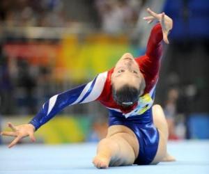 Gymnast performing the floor exercise puzzle