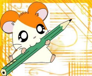 Hamtaro, an adventurous and mischievous hamster puzzle