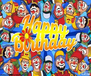 Happy Birthday with clowns puzzle