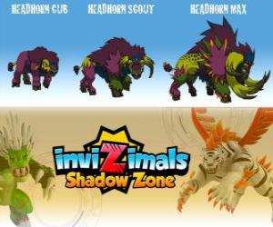 Headhorn Cub, Headhorn Scout, Headhorn Max. Invizimals Shadow Zone. The great bison feared by Native Americans puzzle