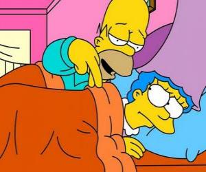 Homer and Marge in bed puzzle