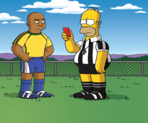 Homer Simpson doing a referee showing a red card Ronaldo puzzle