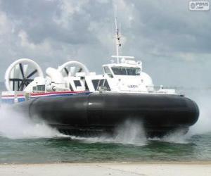 Hovercraft, a vehicle capable of traveling over land, water, mud or ice puzzle