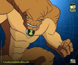 Humongousaur, an humanoid alien who has superhuman strength and can be resized at will puzzle