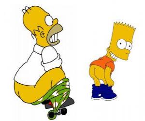 In Homer it is hooked to a wheel pants and imitates Bart teaching the rear puzzle