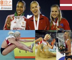 Ineta Radevica Long Jump champion, Naide Gomes and Olga Kucherenko (2nd and 3rd) of the European Athletics Championships Barcelona 2010 puzzle