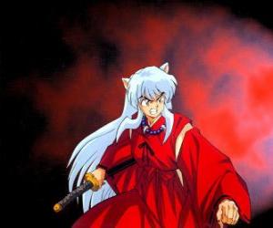 Inuyasha, a half-fiend from feudal Japan where lives exciting adventures puzzle