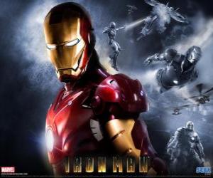 Iron Man has a very powerful armor that allows him to fly, it gives a superhuman strength and special weapons available puzzle