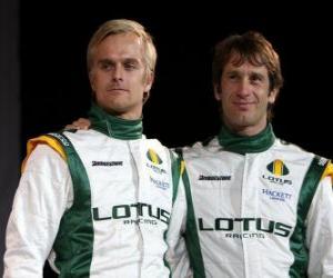Jarno Trulli and Heikki Kovalainen, the Team Lotus drivers Racing puzzle