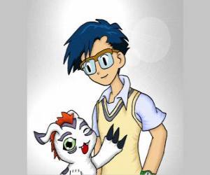 Joe Kido with his digimon Bukamon, Joe is the voice of reason within the group puzzle